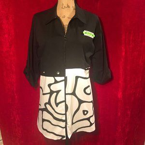 New Beautiful shirt Black/White colors Zipper Long Sleeves Cotton